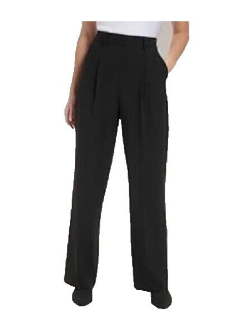 Calvin Klein Womens Size 8 Black High Rise Wide Leg Pants Pleated Trouser NEW